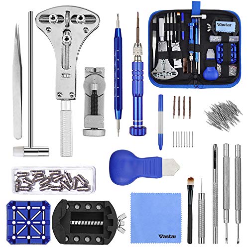 Vastar 177pcs Kit de Reparación de Relojes - Herramientas de Reparación Profesionales para Reloj, Más Completas y Profesionales, con Abridor de Repara Pulsera de Reloj 52mm, Instrucción etc. Vastar 177pcs Kit de Reparación de Relojes - Herramientas de Reparación Profesionales para Reloj, Más Completas y Profesionales, con Abridor de Repara Pulsera de Reloj 52mm, Instrucción etc.