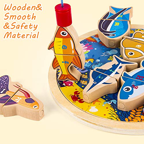 VATOS - Juego de Pesca magnético 3 en 1, 26 Piezas, Juguetes de Madera, Letras del Alfabeto, Juguetes de Pesca, Aprendizaje, Juguetes educativos con Postes magnéticos para niños de 2 3 4 5 6 años VATOS - Juego de Pesca magnético 3 en 1, 26 Piezas, Juguetes de Madera, Letras del Alfabeto, Juguetes de Pesca, Aprendizaje, Juguetes educativos con Postes magnéticos para niños de 2 3 4 5 6 años