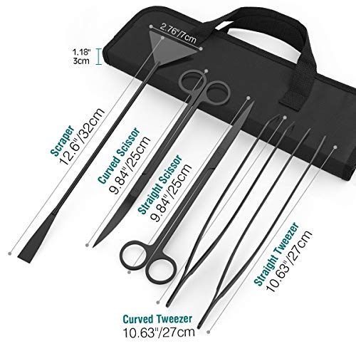 VavoPaw [5 PZS Herramientas de Acuarios de Acero Inoxidable, Kits para Acuarios con 2 Tijeras 2 Pinzas Espátula Bolsa de Almacenamiento y Toalla Absorbente para Planta Acuática - Negro VavoPaw [5 PZS Herramientas de Acuarios de Acero Inoxidable, Kits para Acuarios con 2 Tijeras 2 Pinzas Espátula Bolsa de Almacenamiento y Toalla Absorbente para Planta Acuática - Negro