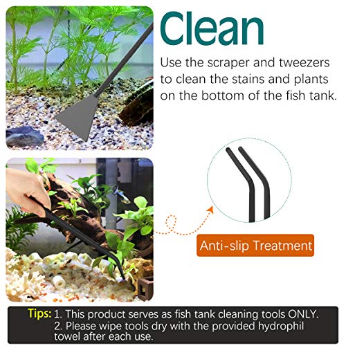 VavoPaw [5 PZS Herramientas de Acuarios de Acero Inoxidable, Kits para Acuarios con 2 Tijeras 2 Pinzas Espátula Bolsa de Almacenamiento y Toalla Absorbente para Planta Acuática - Negro VavoPaw [5 PZS Herramientas de Acuarios de Acero Inoxidable, Kits para Acuarios con 2 Tijeras 2 Pinzas Espátula Bolsa de Almacenamiento y Toalla Absorbente para Planta Acuática - Negro