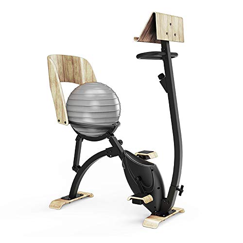 VBARV Bicicleta estática de Madera, Bicicleta estática de Control magnético con Pelota de Yoga, Gimnasio en casa Bicicleta Deportiva silenciosa Bicicleta de Ejercicio de Altura Ajustable