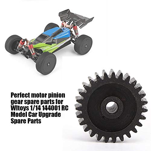 Vbest life Piñón del Motor con Tornillo, piñón del Motor 27T para Wltoys 1/14 144001 Repuestos de actualización del Modelo de Coche RC(Negro)