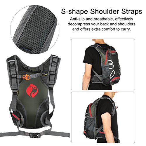 Vbiger 15L Mochila Ciclismo Mochila Senderismo Mochila de hidratación con Cubierta Impermeable al Aire Libre Ligera para Hombres y Mujeres Sin Bolsa Agua(Rojo y Negro)