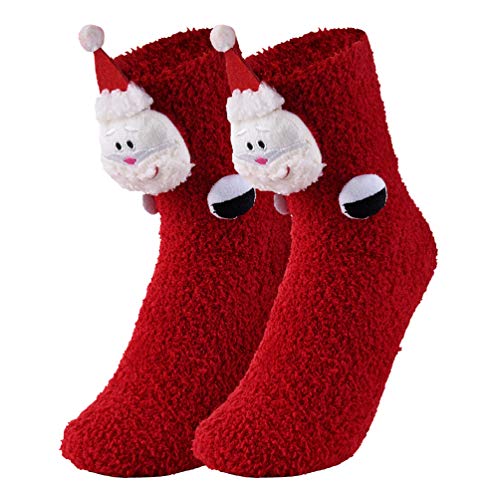 VBIGER Calcetines de Navidad para Hombres y Mujeres Invierno Calcetines de Piso Vellón de Coral Abrigados