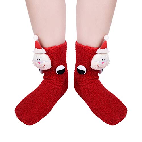 VBIGER Calcetines de Navidad para Hombres y Mujeres Invierno Calcetines de Piso Vellón de Coral Abrigados