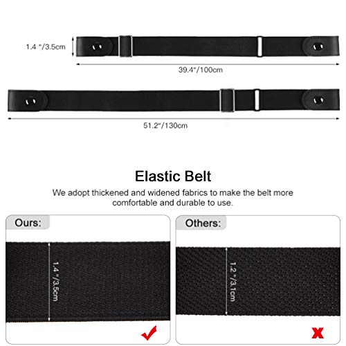VBIGER Cinturón elástico invisible sin hebilla para hombres Ancho 1.4" Se ajusta a 30" -59" (A-Negro, 155cm)