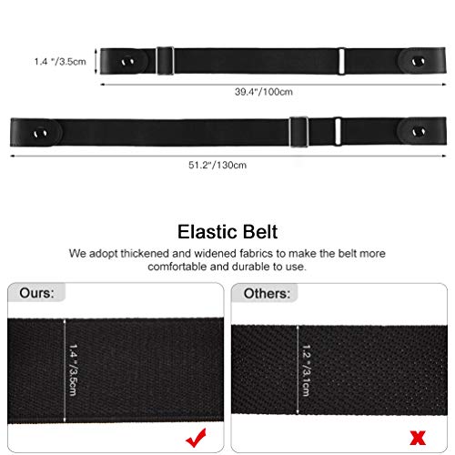 VBIGER Cinturón elástico invisible sin hebilla para hombres Ancho 1.4" Se ajusta a 30" -59" (A-Negro, 155cm) VBIGER Cinturón elástico invisible sin hebilla para hombres Ancho 1.4" Se ajusta a 30" -59" (A-Negro, 155cm)