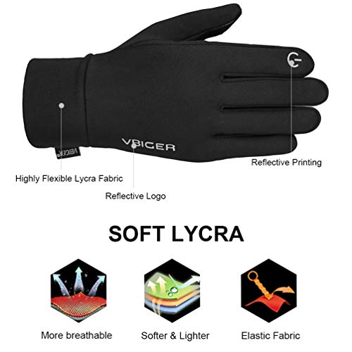 VBIGER Guante de Otoño Invierno Bicicleta Correr al Aire Libre Guantes Calientes con Reflectante,Unisex, negro, S