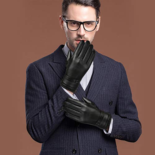 VBIGER Guantes de Cuerno Invierno para Hombre, Puños de Punto y Guantes de Pantalla Táctil de Cinco Dedos