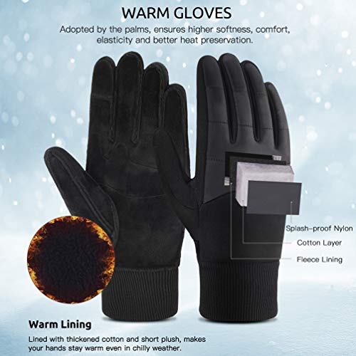 VBIGER Guantes de Invierno, Guantes de Pantalla Táctil Guantes Antideslizantes Deportivos, negro (Negro, M)