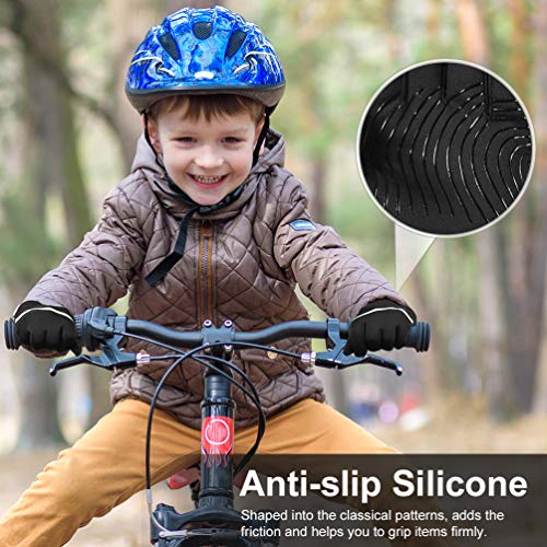 VBIGER Guantes Invierno Niños Niña con Pantalla Táctil Antideslizantes de Correr Ciclismo Deportivos Guantes con Primavera y otoño, principios de Invierno (L(8-10 años), Negro)