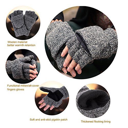 VBIGER Guantes Invierno Unisex Mitones de lana de punto caliente Manoplas VBIGER Guantes Invierno Unisex Mitones de lana de punto caliente Manoplas