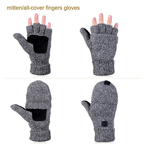 VBIGER Guantes Invierno Unisex Mitones de lana de punto caliente Manoplas