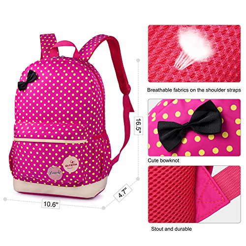 Vbiger- Mochila infantil para niña, con bolsa para almuerzo y bolsito para el móvil, Fucsia