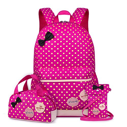 Vbiger- Mochila infantil para niña, con bolsa para almuerzo y bolsito para el móvil, Fucsia