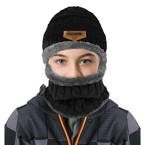 VBIGER Niños Sombrero Caliente de Punto y Bufanda tubular con Forro de Lana,2 Piezas VBIGER Niños Sombrero Caliente de Punto y Bufanda tubular con Forro de Lana,2 Piezas