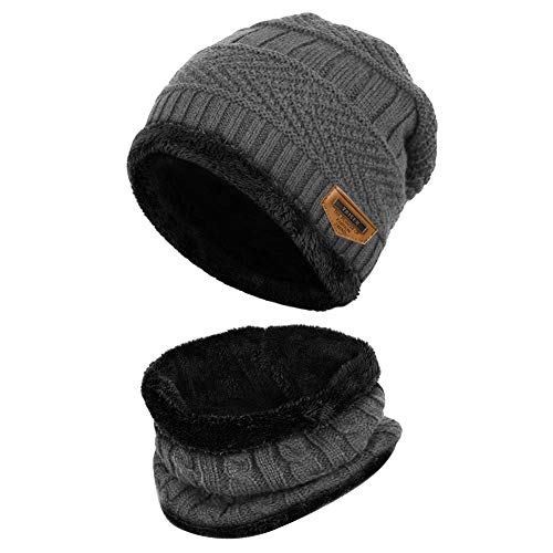 VBIGER Niños Sombrero Caliente de Punto y Bufanda tubular con Forro de Lana,2 Piezas VBIGER Niños Sombrero Caliente de Punto y Bufanda tubular con Forro de Lana,2 Piezas
