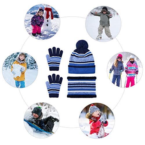 VBIGER Sombreros de Caliente Punto para Niños y Niñas con Forro de Felpa Corta, Set de Bufanda, Gorro y Guantes, 3 Piezas, 3-6 Años VBIGER Sombreros de Caliente Punto para Niños y Niñas con Forro de Felpa Corta, Set de Bufanda, Gorro y Guantes, 3 Piezas, 3-6 Años