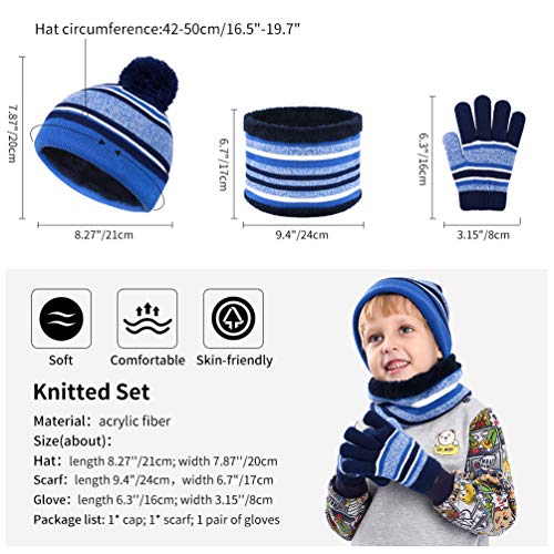 VBIGER Sombreros de Caliente Punto para Niños y Niñas con Forro de Felpa Corta, Set de Bufanda, Gorro y Guantes, 3 Piezas, 3-6 Años VBIGER Sombreros de Caliente Punto para Niños y Niñas con Forro de Felpa Corta, Set de Bufanda, Gorro y Guantes, 3 Piezas, 3-6 Años