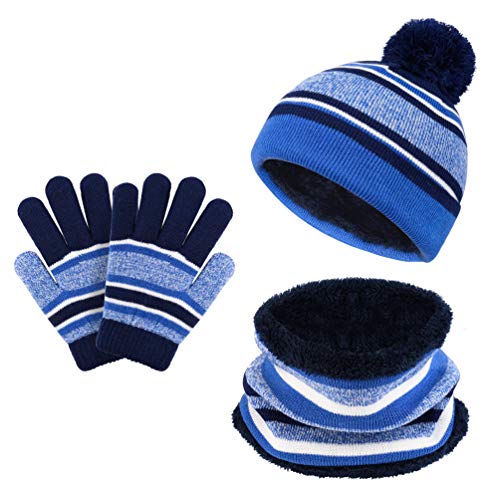 VBIGER Sombreros de Caliente Punto para Niños y Niñas con Forro de Felpa Corta, Set de Bufanda, Gorro y Guantes, 3 Piezas, 3-6 Años VBIGER Sombreros de Caliente Punto para Niños y Niñas con Forro de Felpa Corta, Set de Bufanda, Gorro y Guantes, 3 Piezas, 3-6 Años