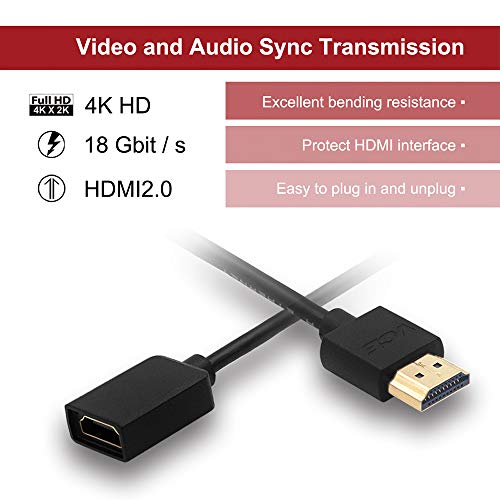 VCE Cable Alargador HDMI,Prolongador Macho a Hembra Extensor HDMI 4k@60hz para TV Stick chromecast 12cm 2 Unidades