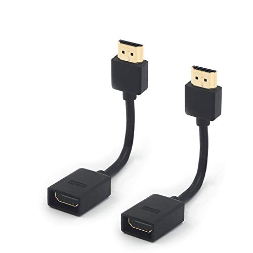 VCE Cable Alargador HDMI,Prolongador Macho a Hembra Extensor HDMI 4k@60hz para TV Stick chromecast 12cm 2 Unidades