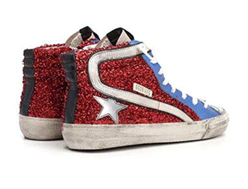 VCEGGDB Zapatillas de deporte de cuero de Francia para hombre Cacual Zapatos de deslizamiento, color Rojo, talla 37 1/3 EU