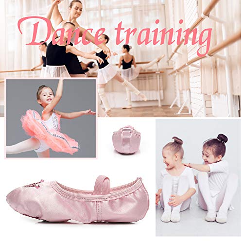 VCIXXVCE Zapatillas de Ballet con Lentejuelas Corona Satinada Zapatos de Ballet para niñas/niños pequeños/niñas, Rosa, EU 28