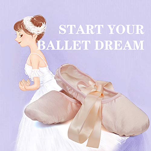 VCIXXVCE Zapatos de Baile de Ballet de satén para niñas Zapatillas de Ballet Zapatillas de Gimnasia Suela Partida con Cinta,Color Desnudo,30 EU VCIXXVCE Zapatos de Baile de Ballet de satén para niñas Zapatillas de Ballet Zapatillas de Gimnasia Suela Partida con Cinta,Color Desnudo,30 EU