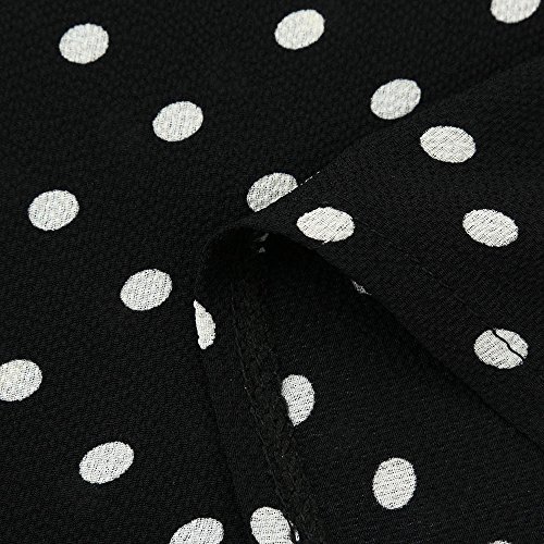 VECDY Moda Camisa Mujer Trompeta Manga Larga Suelta Lunares En Blanco Y Negro Camiseta Tops De Primavera Camisa Casual De Mujer（Negro ，XL）