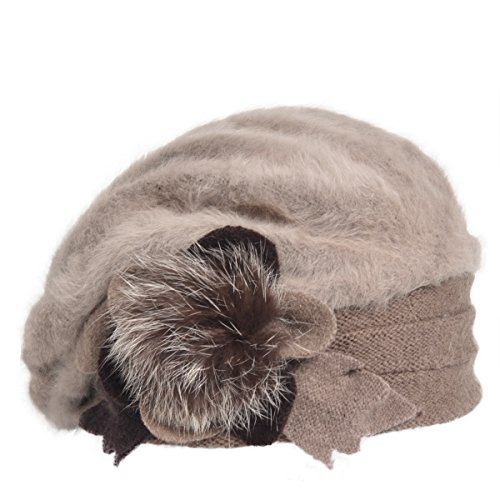 VECRY Mujeres Lana Boinas Angola Gorro Casquete Invierno Sombrero (Caqui) VECRY Mujeres Lana Boinas Angola Gorro Casquete Invierno Sombrero (Caqui)