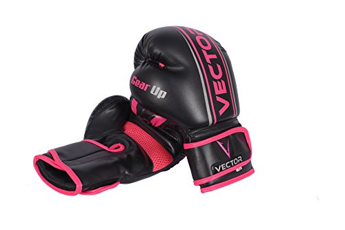 Vector Deportes Guantes de Boxeo para Hombres Mujeres, Maya Ocultar de Piel Hecho a Mano Estilo Pro para Kickboxing Sparring Saco Entrenamiento – Color Oro Rosa Verde Rojo – Talla 8 10 12 14 16 oz