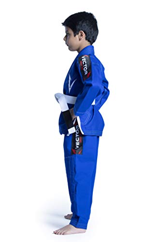 Vector Sports brasileño BJJ Gi Jiu Jitsu Gi para niños con Uniforme Kimonos ultraligeros y duraderos, Pantalones y Chaquetas preencogidos Tejido de Perlas, 100% algodón. Serie Attila