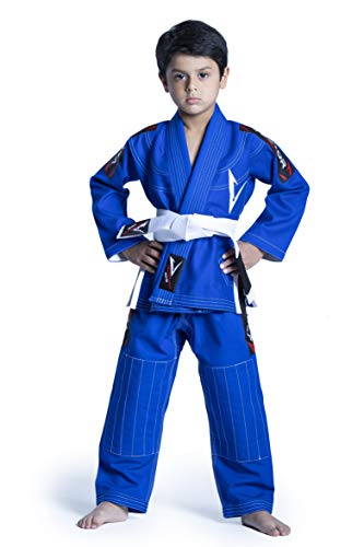 Vector Sports brasileño BJJ Gi Jiu Jitsu Gi para niños con Uniforme Kimonos ultraligeros y duraderos, Pantalones y Chaquetas preencogidos Tejido de Perlas, 100% algodón. Serie Attila