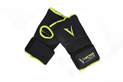 Vector Sports - Vendajes de Mano de Gel Acolchado para Entrenamiento, Unisex, Protector de puño, para ser Usado Debajo de los Guantes para Boxeo MMA Kickboxing Muay Thai, 4 Colores, Large, Verde