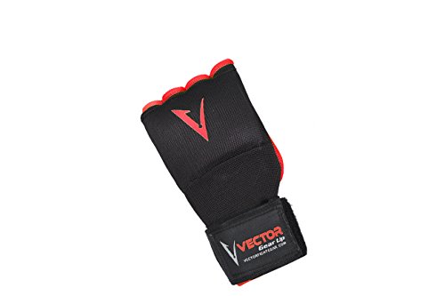 Vector Sports - Vendajes de Mano de Gel Acolchado para Entrenamiento, Unisex, Protector de puño, para ser Usado Debajo de los Guantes para Boxeo MMA Kickboxing Muay Thai, 4 Colores, Large, Rojo