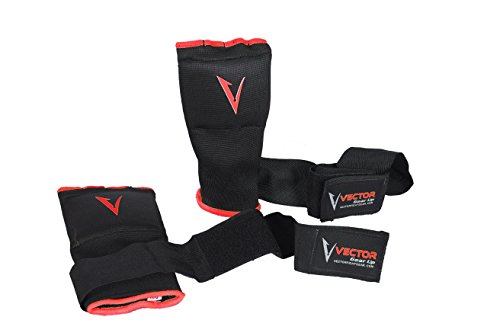 Vector Sports - Vendajes de Mano de Gel Acolchado para Entrenamiento, Unisex, Protector de puño, para ser Usado Debajo de los Guantes para Boxeo MMA Kickboxing Muay Thai, 4 Colores, Large, Rojo