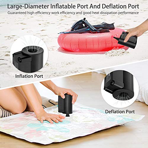 VEEAPE Bomba de Aire eléctrica, Bombas de inflado/deflactor de llenado rápido portátiles para Anillo de natación, Barcos, Juguetes inflables, Acampar al Aire Libre, con 4 Accesorios