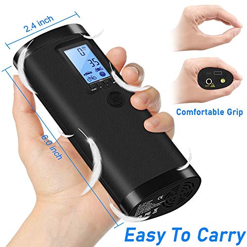 VEEAPE Compresor de Aire Portátil con Batería Recargable 2000 mAh, Mini Bomba de Bicicleta electrica, Multifuncional para Coche, Moto, Pelotas y etc, con Pantalla LCD Digital y Linterna LED VEEAPE Compresor de Aire Portátil con Batería Recargable 2000 mAh, Mini Bomba de Bicicleta electrica, Multifuncional para Coche, Moto, Pelotas y etc, con Pantalla LCD Digital y Linterna LED