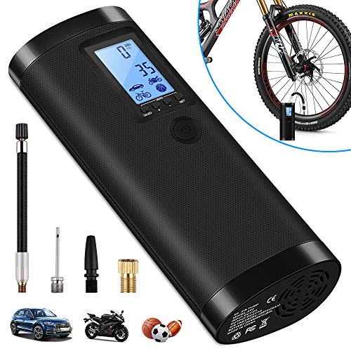 VEEAPE Compresor de Aire Portátil con Batería Recargable 2000 mAh, Mini Bomba de Bicicleta electrica, Multifuncional para Coche, Moto, Pelotas y etc, con Pantalla LCD Digital y Linterna LED VEEAPE Compresor de Aire Portátil con Batería Recargable 2000 mAh, Mini Bomba de Bicicleta electrica, Multifuncional para Coche, Moto, Pelotas y etc, con Pantalla LCD Digital y Linterna LED