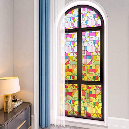 VEELIKE Vinilo Ventana Geométrico Vinilo Opaco Electrostaticos Vinilos Decorativos Vinilos Translucidos para Puertas de Cristal Ventanas 40cm x 300cm