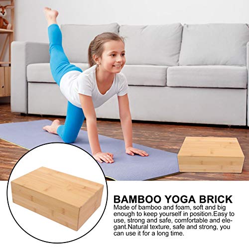 Veemoon Bloque de Yoga Madera de Bambú Ladrillos de Yoga Entrenamiento de Alta Densidad Bloque de Pilates Ejercicio Ayuda de Estiramiento para Yoga Pilates Meditación Estiramiento