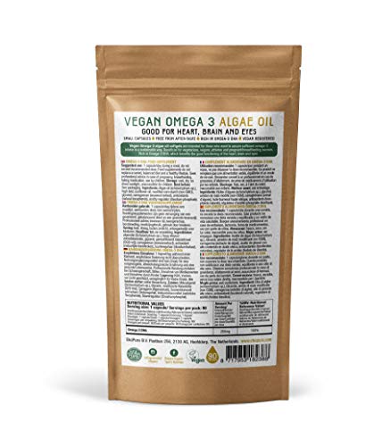 Vegano Omega 3 - Aceite de Algas, 90 Capsulas (250mg DHA/Capsula)