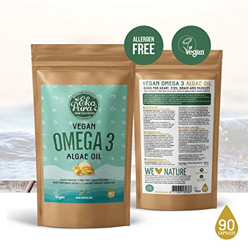 Vegano Omega 3 - Aceite de Algas, 90 Capsulas (250mg DHA/Capsula)