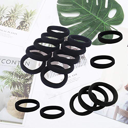 VEGCOO 50 Piezas Goma de Pelo, Banda de Pelo Elástica Grande, Cinta de Algodón Sin Costuras para El Cabello, Gomas Pelo Negro para Mujer Hombre Niña VEGCOO 50 Piezas Goma de Pelo, Banda de Pelo Elástica Grande, Cinta de Algodón Sin Costuras para El Cabello, Gomas Pelo Negro para Mujer Hombre Niña
