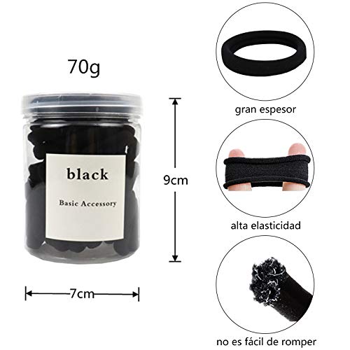 VEGCOO 50 Piezas Goma de Pelo, Banda de Pelo Elástica Grande, Cinta de Algodón Sin Costuras para El Cabello, Gomas Pelo Negro para Mujer Hombre Niña VEGCOO 50 Piezas Goma de Pelo, Banda de Pelo Elástica Grande, Cinta de Algodón Sin Costuras para El Cabello, Gomas Pelo Negro para Mujer Hombre Niña
