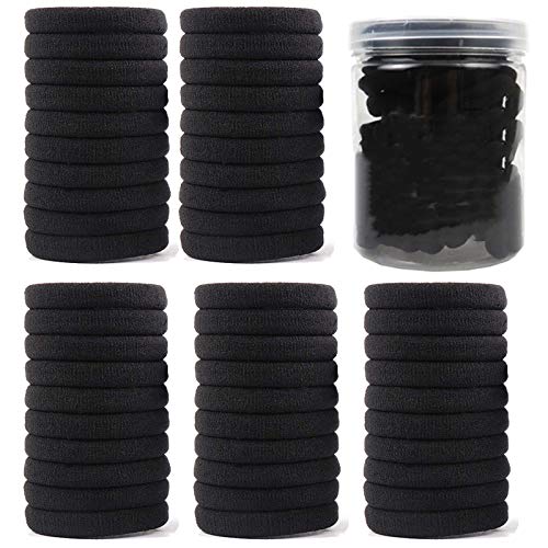 VEGCOO 50 Piezas Goma de Pelo, Banda de Pelo Elástica Grande, Cinta de Algodón Sin Costuras para El Cabello, Gomas Pelo Negro para Mujer Hombre Niña VEGCOO 50 Piezas Goma de Pelo, Banda de Pelo Elástica Grande, Cinta de Algodón Sin Costuras para El Cabello, Gomas Pelo Negro para Mujer Hombre Niña