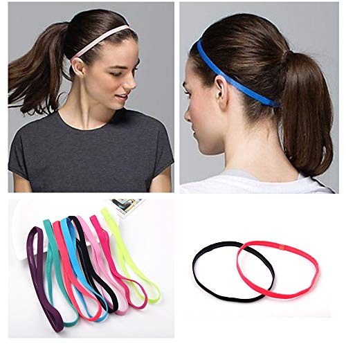 Vegena 14 Piezas Cinta Pelo Deporte, Diadema Deportiva Multicolor Elásticas Antideslizante Cintas de Pelo para Cabello Cintas de Pelo para Fitness para Mujer