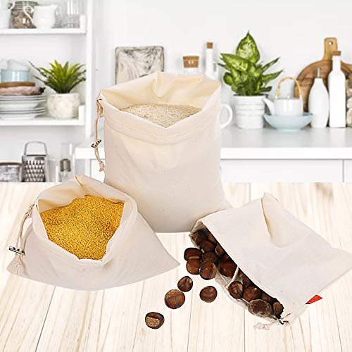 Vegena Bolsa Para El Pan, 3 Piezas Bolsas De Pan De Lino Natural Bolsa De Pan EcolóGica De AlgodóN OrgáNico, Con Asas Y Cierre De CordóN Para Frutas Y Verduras