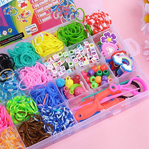 Vegena DIY Pulseras Gomas Loom Bandas Conjunto Niños Bricolaje Conjunto de Cuentas Gomas para Pulseras de Colores 23 Colores Rainbow Elasticas Loom Bandz DIY Kit con Accesorios para Niños Juguete